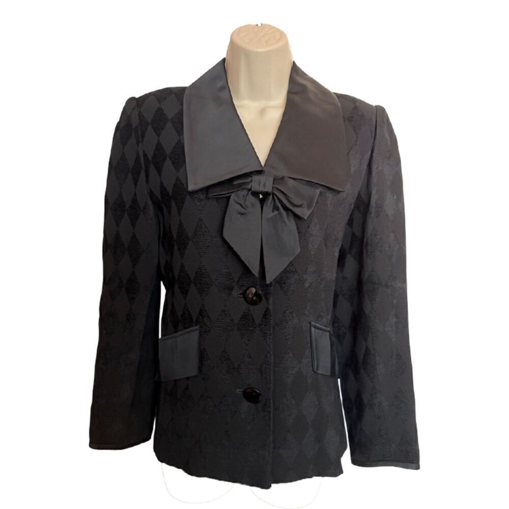 Black Jester Pattern Milano Blazer Size 40 / US 6 - Picture 4 of 12